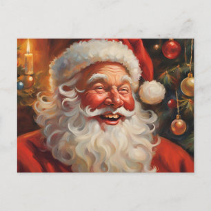 Vintage Weihnachtsmann mit Ornamenten Feiertagspostkarte
