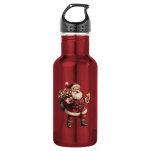 Vintage-Weihnachtsmann mit Spielzeugsack und lecke Edelstahlflasche
