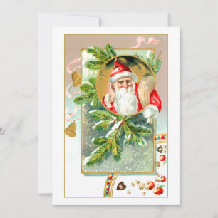 Vintage Weihnachtsmann mit Süßigkeiten und schneeb Feiertagskarte