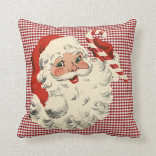 Vintage-Weihnachtsmann-mit-Zuckerstangen-Wurfkisse Kissen