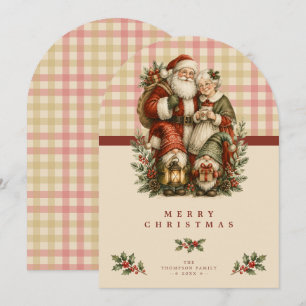 Vintage Weihnachtsmann & Mrs. Claus Gnome Weihnach Feiertagskarte