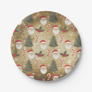 Vintage-Weihnachtsmann-Muster Pappteller