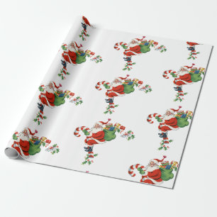 Vintage-Weihnachtsmann-Muster Retro-Weihnachten Geschenkpapier