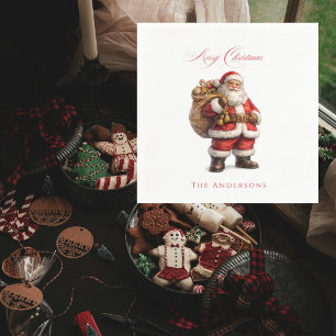 Vintage Weihnachtsmann Personalisiertes Frohes Wei Serviette
