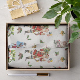 Vintage-Weihnachtsmann personalisiertes Weihnachte Seidenpapier