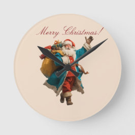 Vintage-Weihnachtsmann-Personalisiertes-Weihnachts Runde Wanduhr