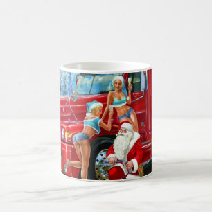 Vintage-Weihnachtsmann-&-Pin-Up-Christmastasse Kaffeetasse
