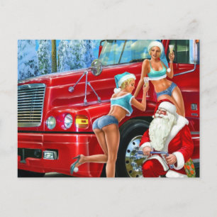 Vintage-Weihnachtsmann & Pin-Ups Weihnachtspostkar Feiertagspostkarte