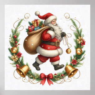 Vintage-Weihnachtsmann-Plakat Poster
