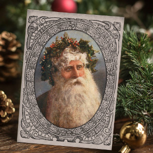 Vintage-Weihnachtsmann-Porträt Feiertagskarte