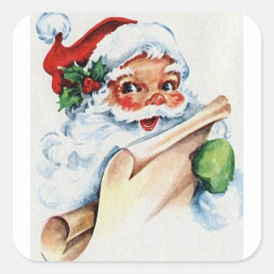 Vintage Weihnachtsmann Quadratischer Aufkleber