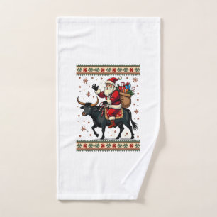 Vintage-Weihnachtsmann reitet auf Highland-Kuh Wei Handtuch