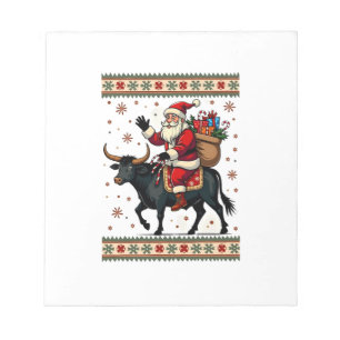Vintage-Weihnachtsmann reitet auf Highland-Kuh Wei Notizblock