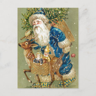 Vintage Weihnachtsmann Rentiere Weihnachten Postkarte