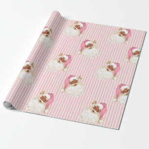 Vintage-Weihnachtsmann & rosa gestreifte Weihnacht Geschenkpapier
