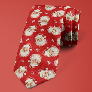 Vintage Weihnachtsmann Rot Weihnachts-Schneeflocke Krawatte