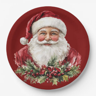 Vintage Weihnachtsmann Roter Weihnachten Pappteller