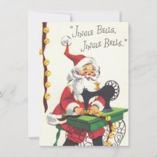Vintage-Weihnachtsmann-Santa-säende Glocken Feiertagskarte