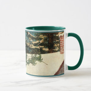 Vintage Weihnachtsmann-Schlitten auf dem Dach Tasse