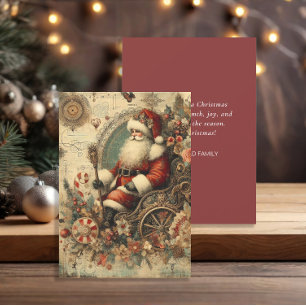 Vintage Weihnachtsmann Schlitten Frohe Weihnachten