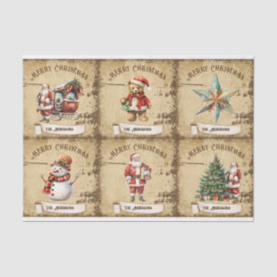Vintage Weihnachtsmann-Schlitten Schneemann Baum S Seidenpapier