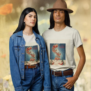 Vintage Weihnachtsmann-Schlitten und fliegende Ren T-Shirt