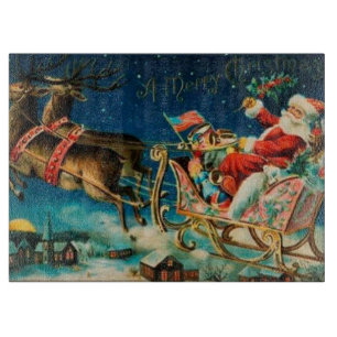 Vintage Weihnachtsmann Schlitten Weihnachten Urlau Schneidebrett