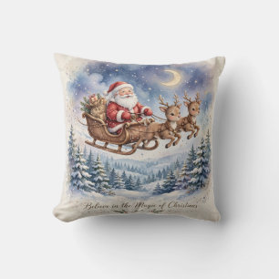 Vintage-Weihnachtsmann-Schlitten-Weihnachtszauber Kissen