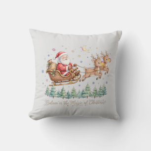 Vintage-Weihnachtsmann-Schlitten-Weihnachtszauber Kissen
