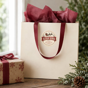 Vintage-Weihnachtsmann-Schlittenfahrt-Weihnachtsge Runder Aufkleber