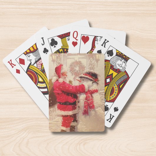 Vintage-Weihnachtsmann-Schneemann-Christmas-Game-N Spielkarten
