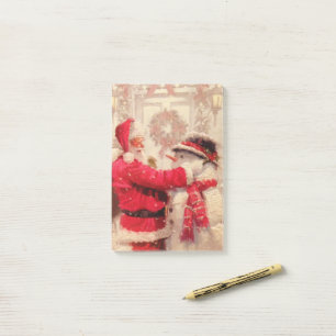 Vintage Weihnachtsmann Schneemann Weihnachten Fest Post-it Klebezettel
