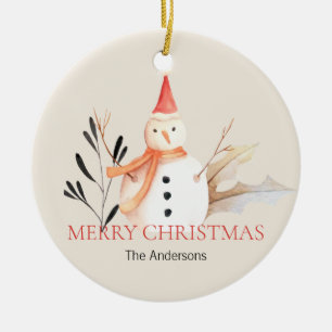 Vintage-Weihnachtsmann-Schneemann-Weihnachtskerami Keramik Ornament