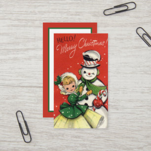 vintage Weihnachtsmann Schneemann zusätzliche Info Visitenkarte