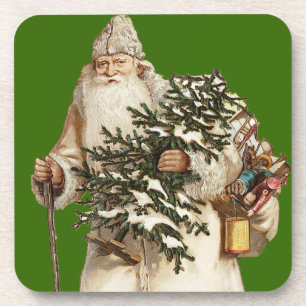 Vintage-Weihnachtsmann-Set aus Kork-Unterlagen Getränkeuntersetzer