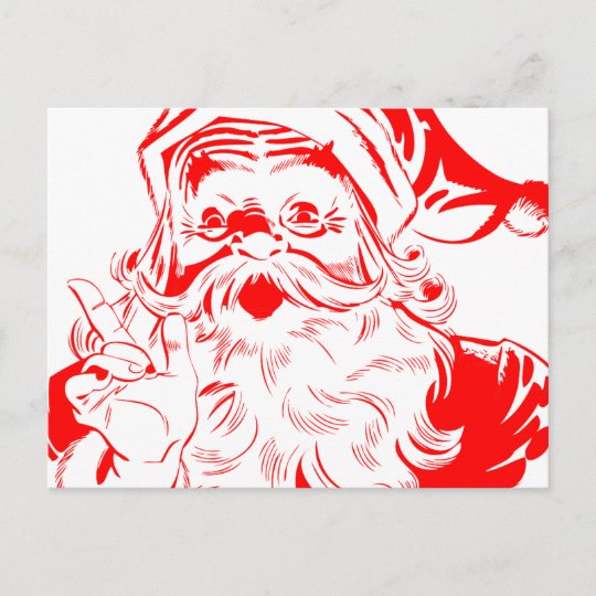 Vintage Weihnachtsmann-Skizze Feiertagspostkarte | Zazzle.de