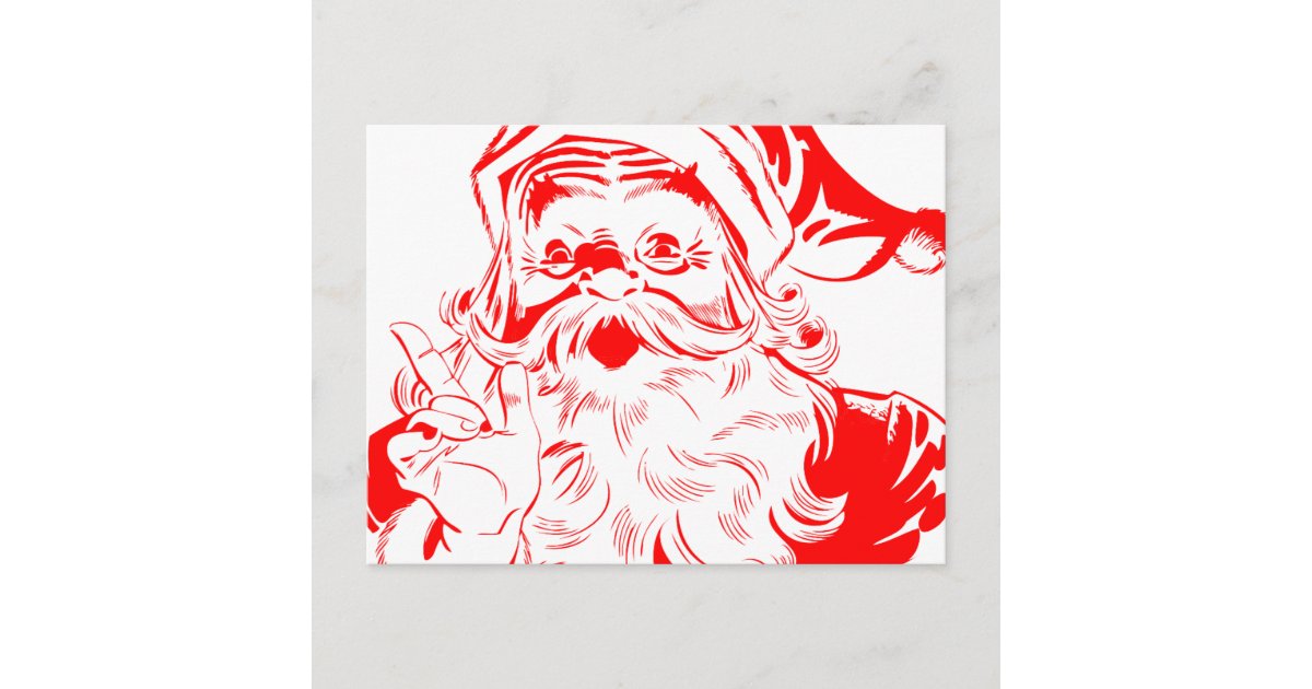Vintage Weihnachtsmann-Skizze Feiertagspostkarte | Zazzle.de