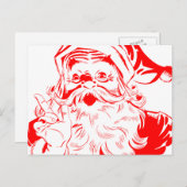 Vintage Weihnachtsmann-Skizze Feiertagspostkarte (Vorne/Hinten)
