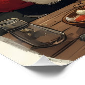 Vintage-Weihnachtsmann-Spielzeugfabrik-Elfenhelfer Poster (Ecke)