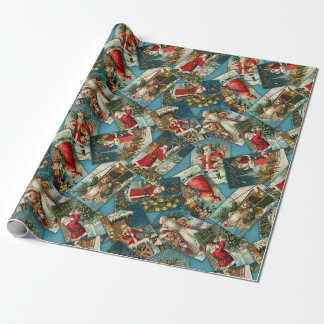 Vintage-Weihnachtsmann Streublau-Verpackungspapier Geschenkpapier