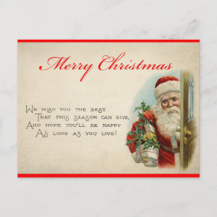 Vintage-Weihnachtsmann-süßes-Christmas-Gedicht Postkarte