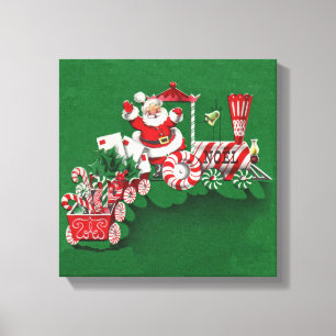 Vintage-Weihnachtsmann-Süßigkeiten-Zug Leinwanddruck