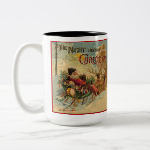 Vintage-Weihnachtsmann-Tasse 'Heiliger Abend' Zweifarbige Tasse
