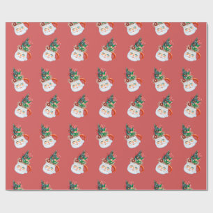 Vintage-Weihnachtsmann-Tasse-Wrap-Papier Geschenkpapier