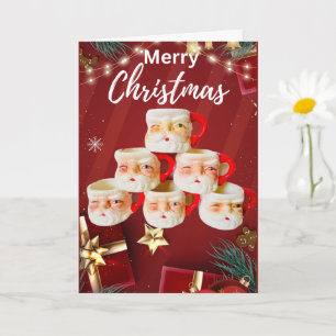 Vintage-Weihnachtsmann-Tassen-Weihnachtskarte Karte