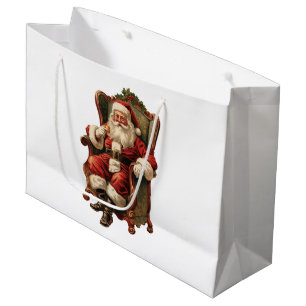 Vintage-Weihnachtsmann traditionelles Weihnachten Große Geschenktüte