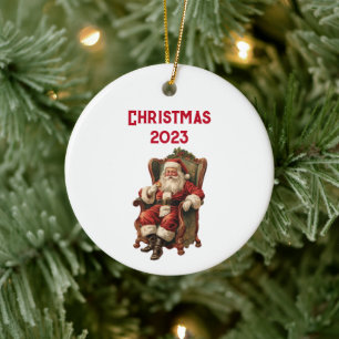 Vintage-Weihnachtsmann traditionelles Weihnachten Keramik Ornament