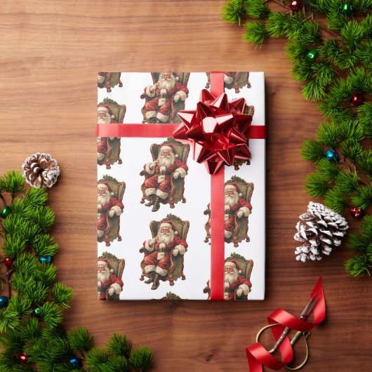 Vintage-Weihnachtsmann Traditionelles Weihnachtsmu Geschenkpapier (Feiertagsgeschenk)