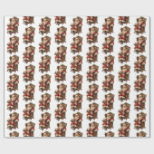 Vintage-Weihnachtsmann Traditionelles Weihnachtsmu Geschenkpapier (Flach)