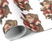 Vintage-Weihnachtsmann Traditionelles Weihnachtsmu Geschenkpapier (Rolleneckpunkt)